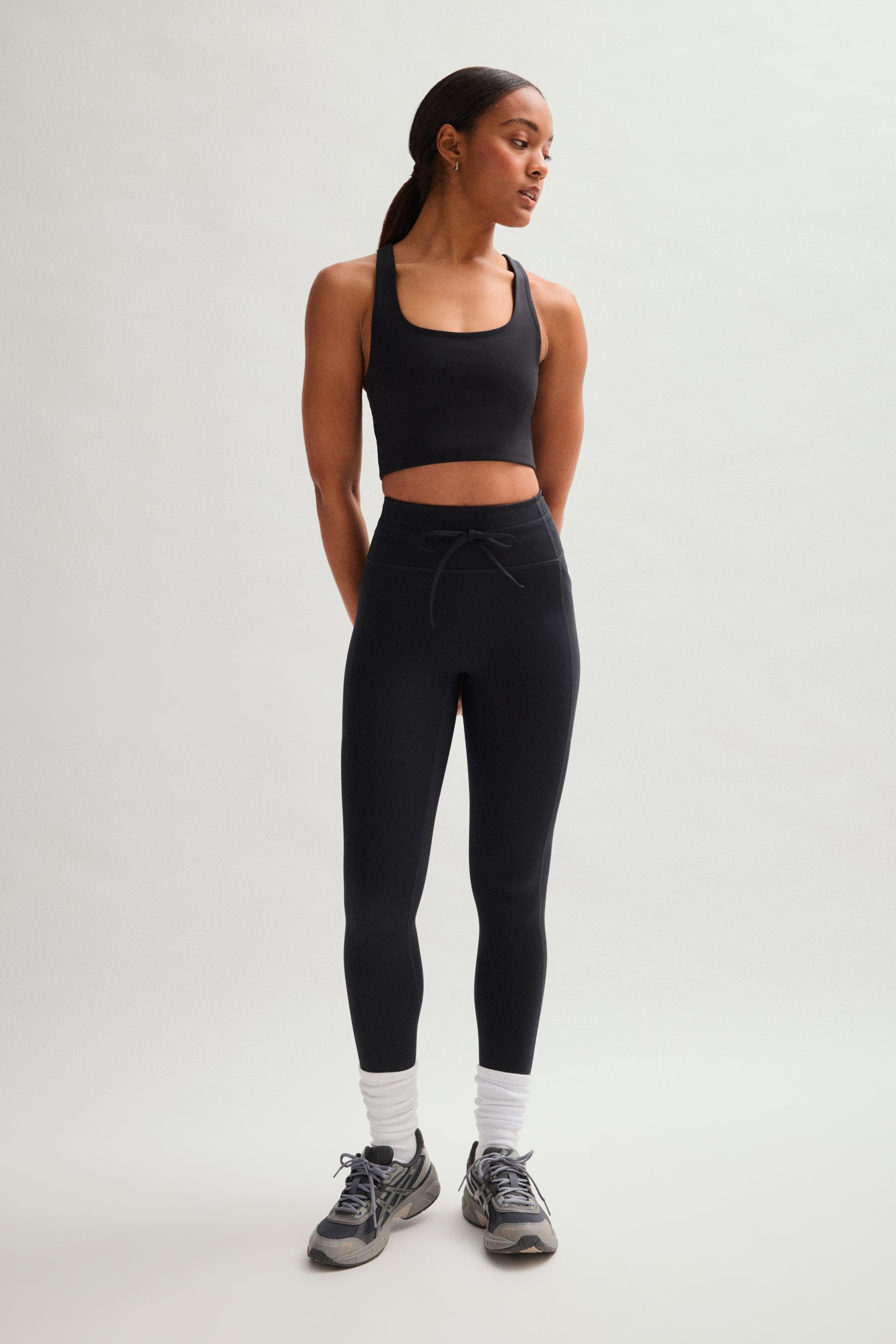 Black Compressive Drawstring Pocket Legging